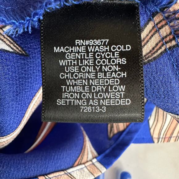 Liz Claiborne Blouse Blue Women M Layered Bell Sleeve Round Neck Pullover Career - Picture 7 of 7